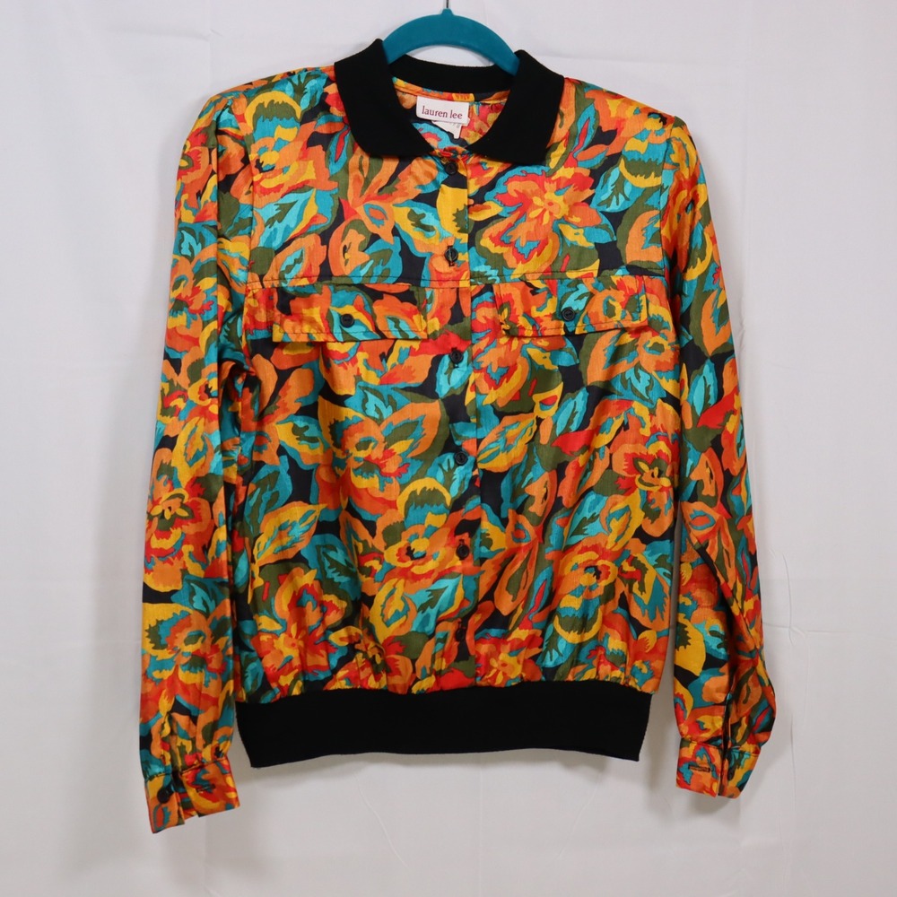 Lauren Lee Floral topJacket‎ 8 Multicolor Womens Vintage Lightweight